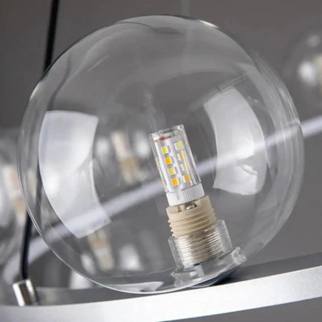 Suspension globe, boule blanche ou claire, monture noire ou dorée