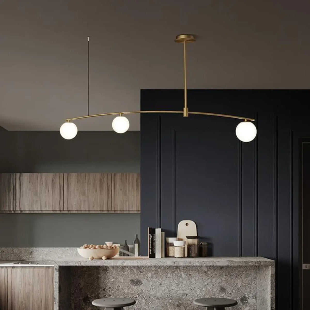Suspension boule en verre, noire ou dorée, tailles S, M et L