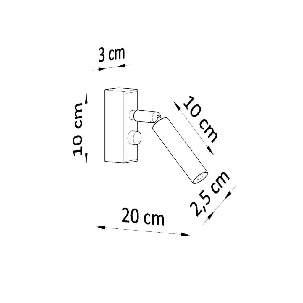 Liseuse murale noire à tige orientable, platine étroite, G9