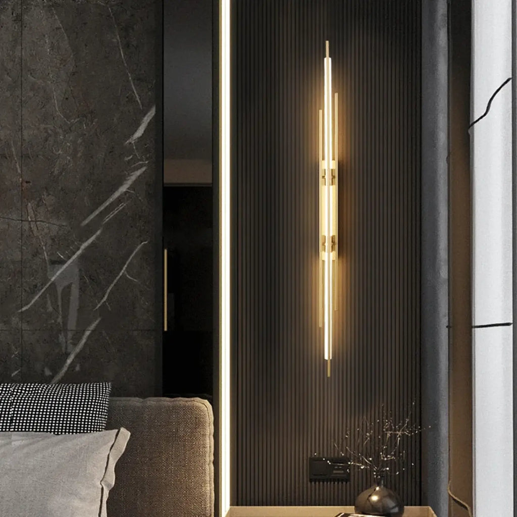 Applique murale tube fin moderne, noir ou doré, S à XL