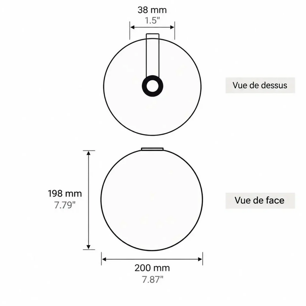 Globe de rechange en verre soufflé, opale ou fumé, 20 ou 29 cm