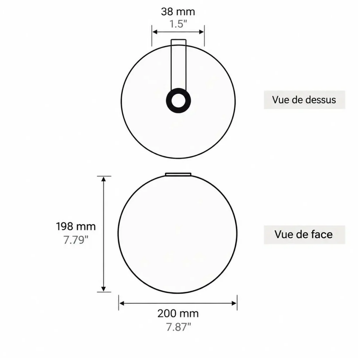 Globe de rechange en verre soufflé, opale ou fumé, 20 ou 29 cm