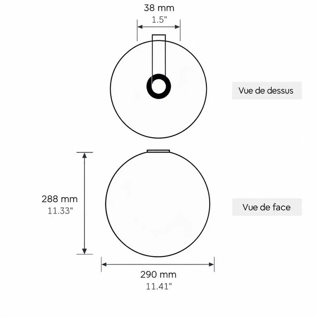 Globe de rechange en verre soufflé, opale ou fumé, 20 ou 29 cm