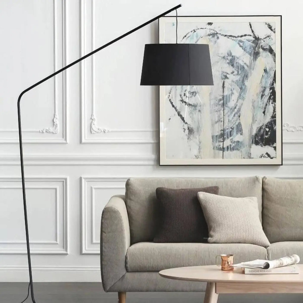 Grand lampadaire arc, lumière suspendue sans fixation