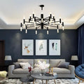 Grand plafonnier LED pour salon, noir ou doré, noir