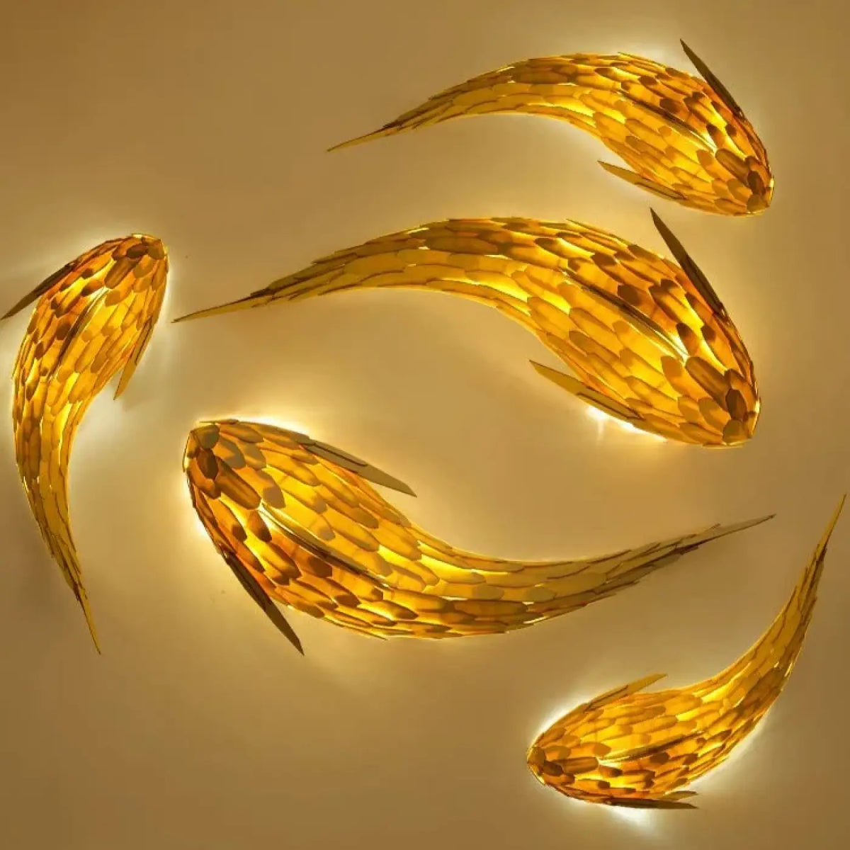 Grande applique murale LED carpe koï, poisson lumineux