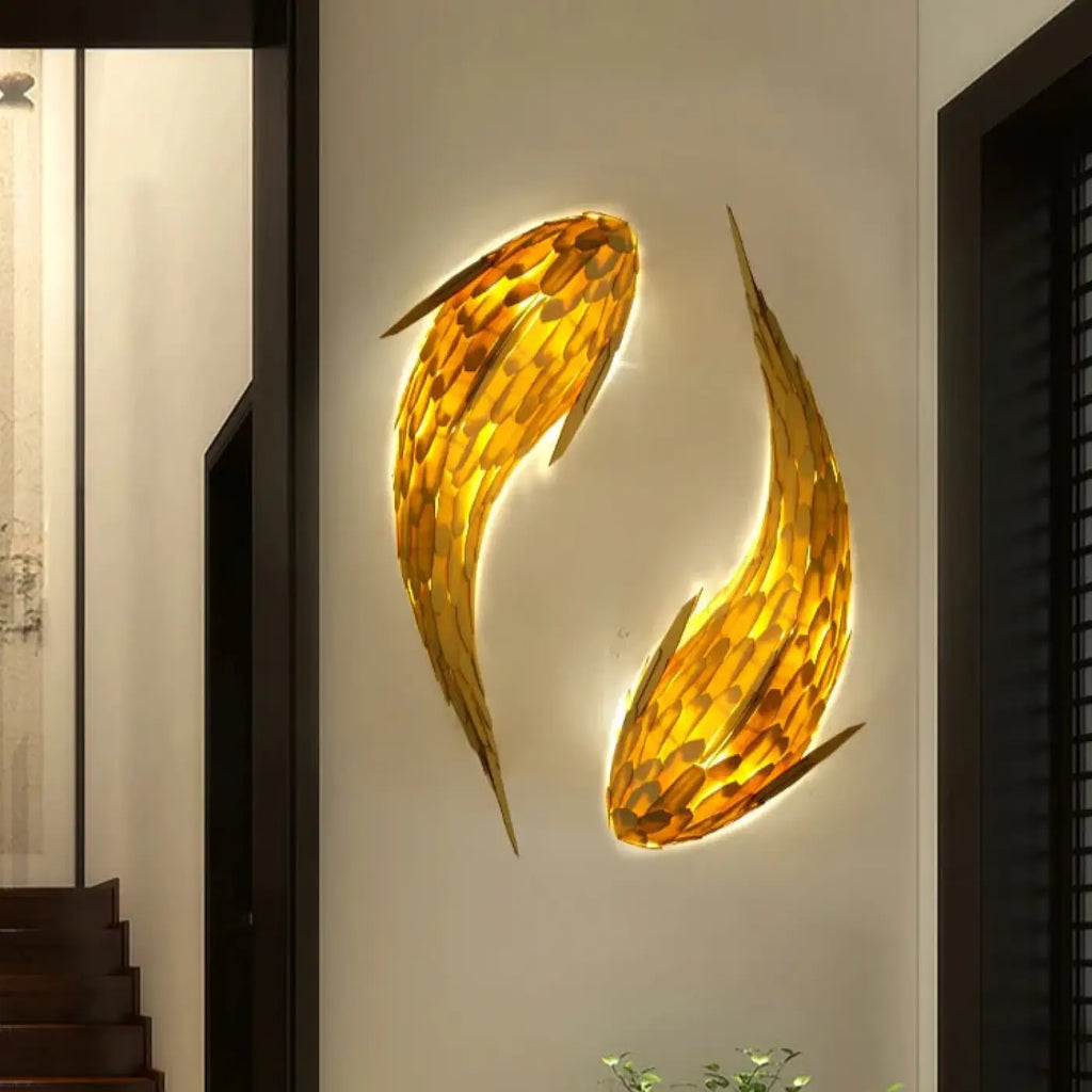 Grande applique murale LED carpe koï, poisson lumineux