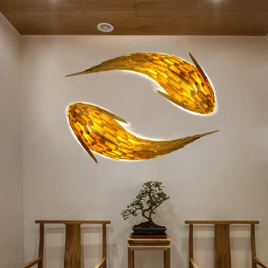 Grande applique murale LED carpe koï, poisson lumineux