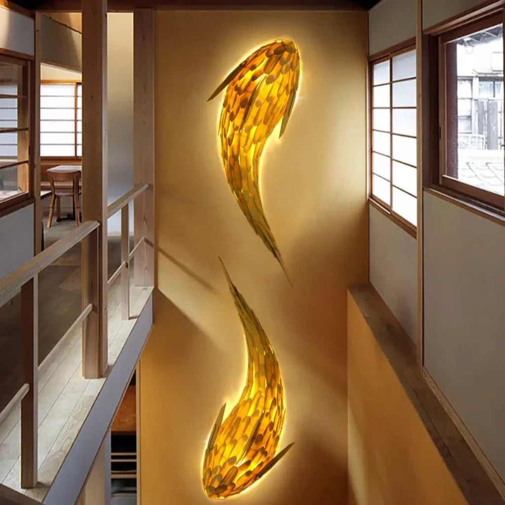Grande applique murale LED carpe koï, poisson lumineux