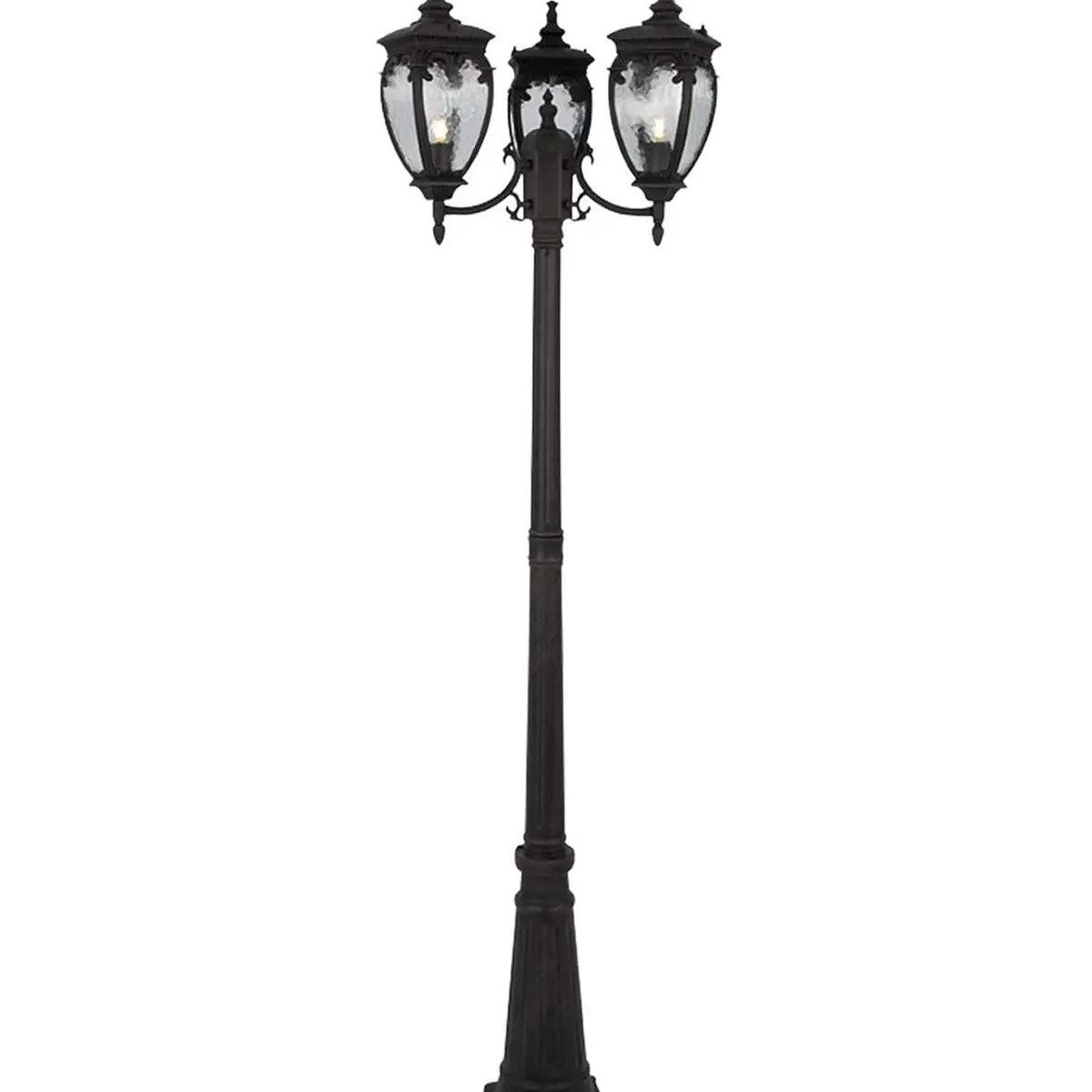 Lanterne de jardin baroque sur mât de 2,39 m, acier, IP44, noir