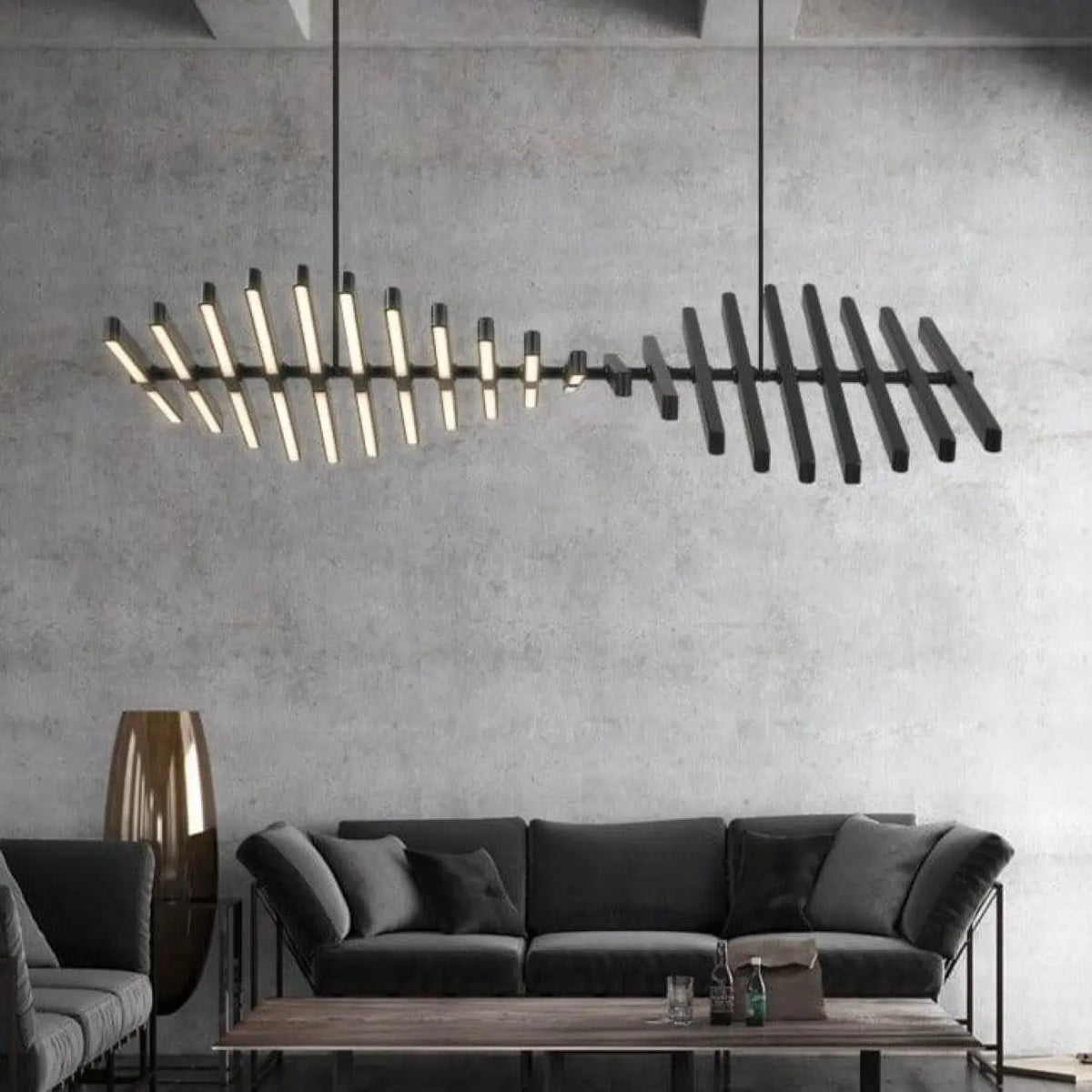 Grande suspension design, quatre tailles, noire ou blanche, noir