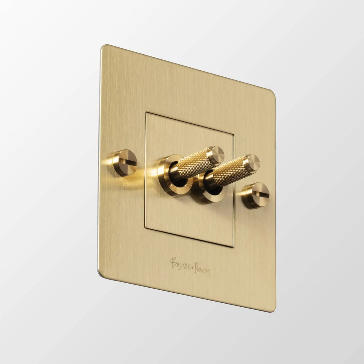 Interrupteur double levier en métal moleté, plaque de 9 cm