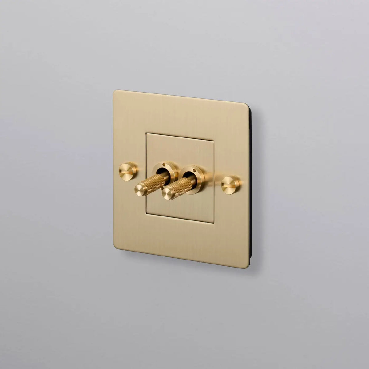 Interrupteur double levier en métal moleté, plaque de 9 cm, doré