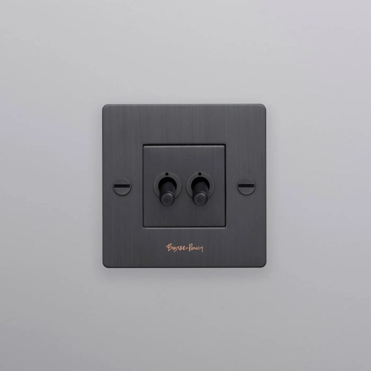Interrupteur double levier en métal moleté, plaque de 9 cm