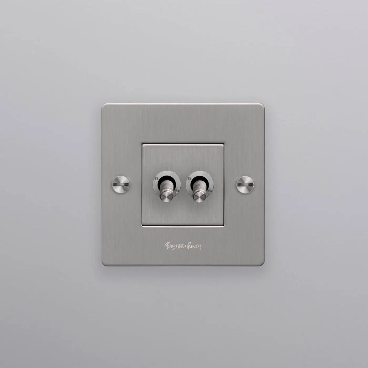 Interrupteur double levier en métal moleté, plaque de 9 cm