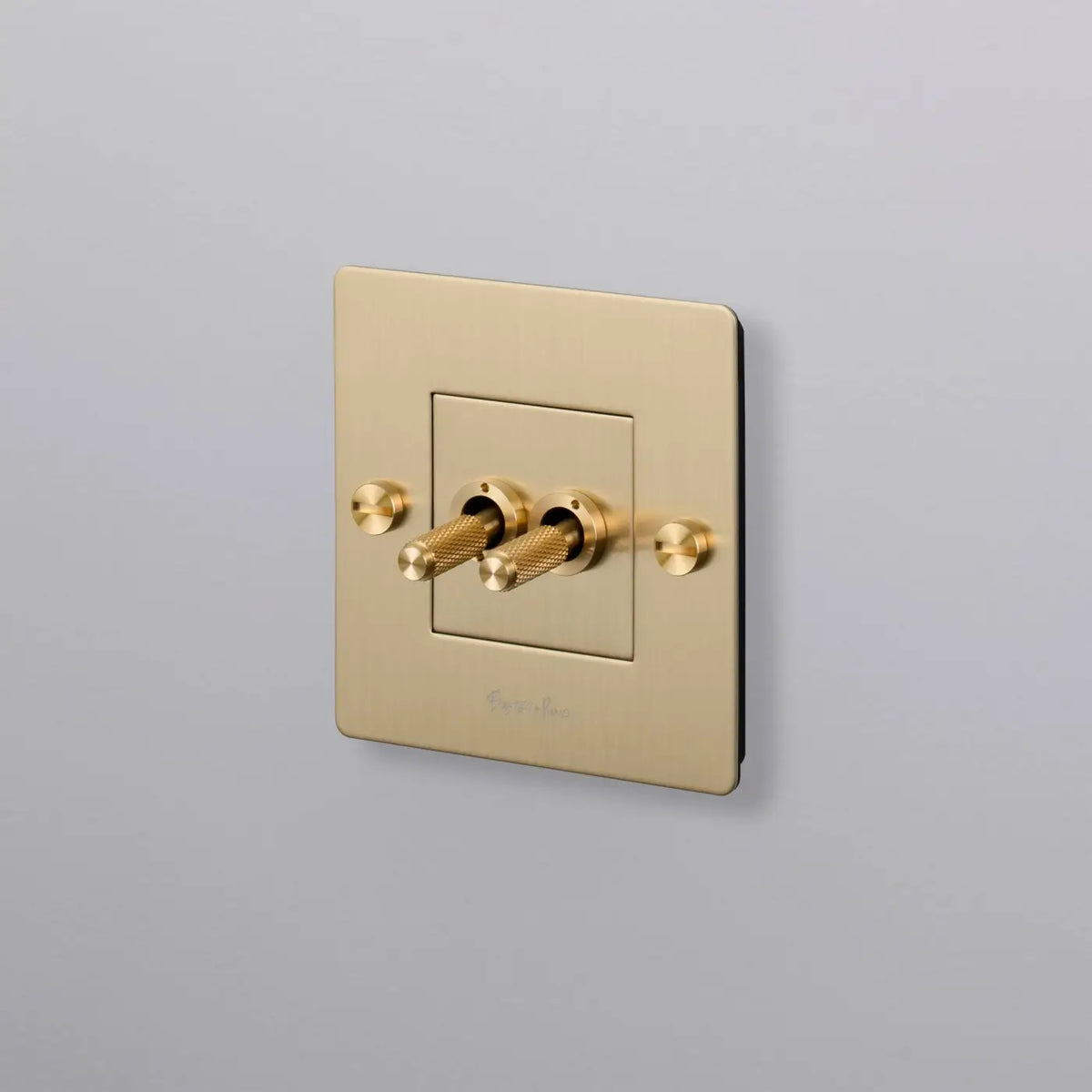 Interrupteur double levier en métal moleté, plaque de 9 cm, doré