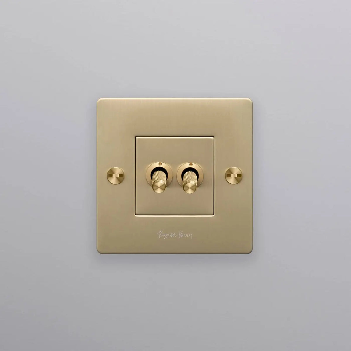 Interrupteur double levier en métal moleté, plaque de 9 cm