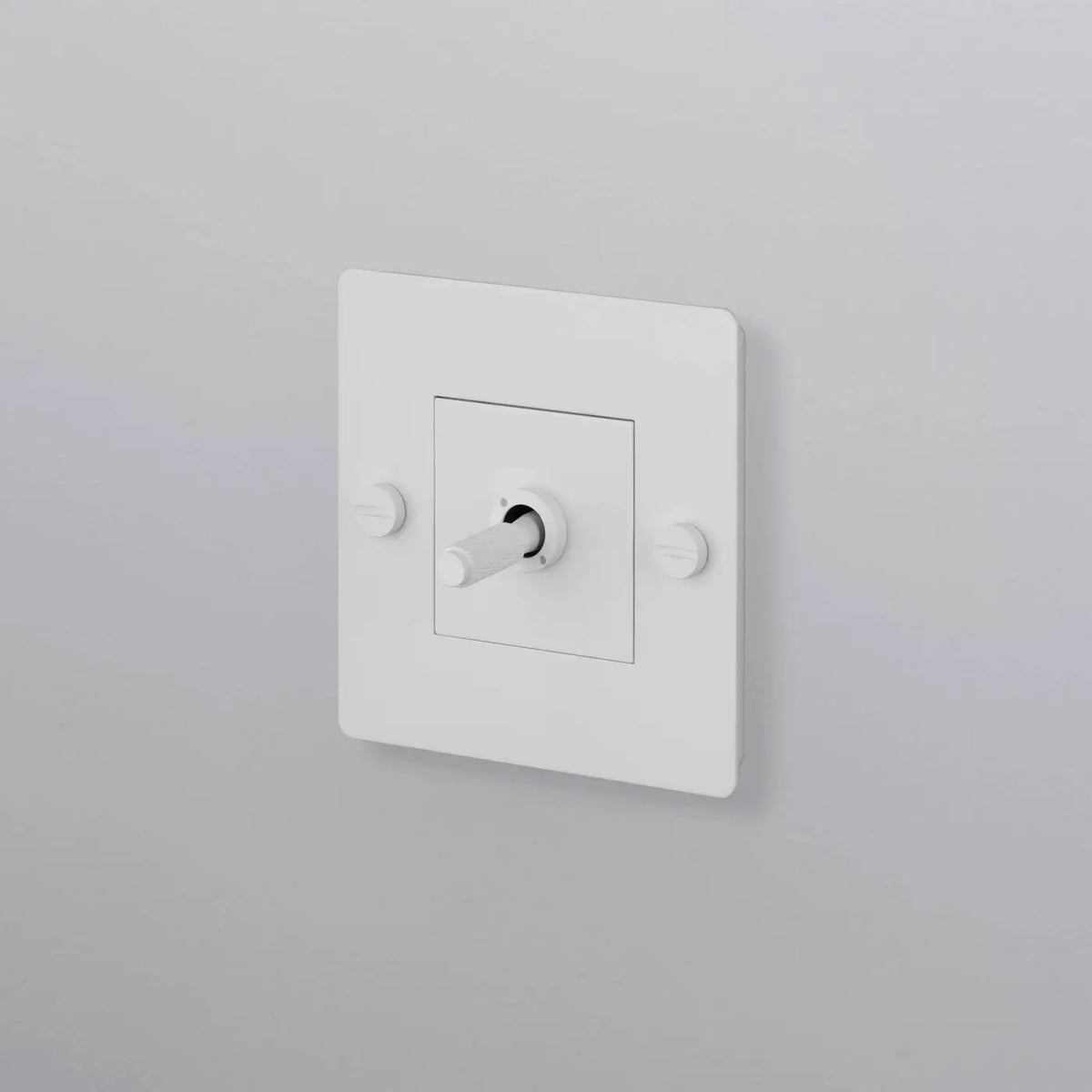 Interrupteur à levier en métal moleté, va-et-vient 1 poste, blanc