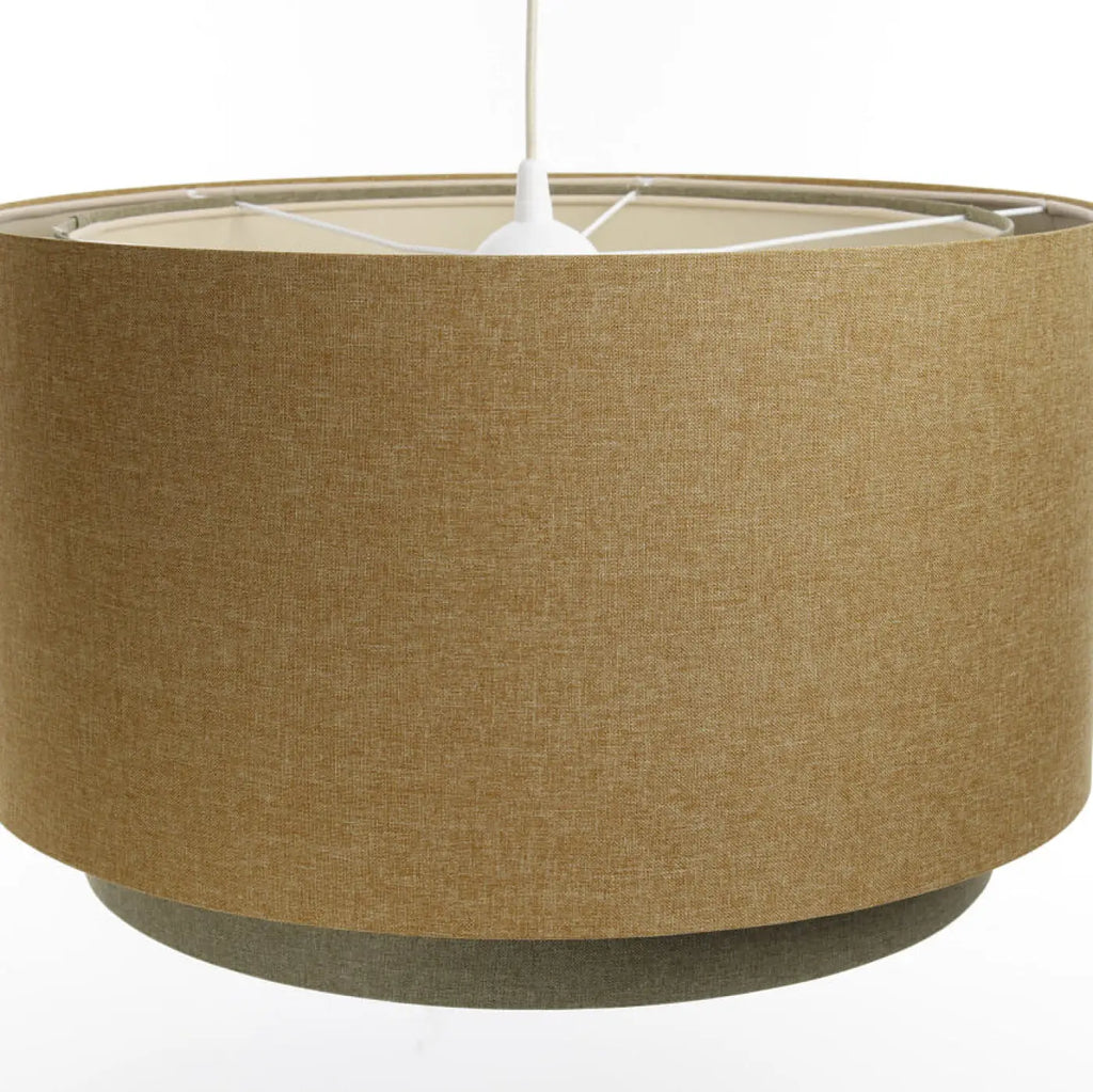 Suspension luminaire moutarde, olive et écru, tailles S, M, L