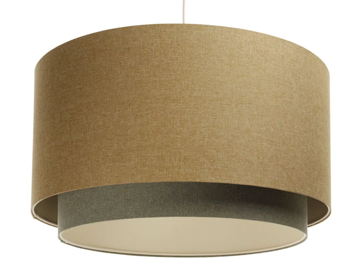 Suspension luminaire moutarde, olive et écru, tailles S, M, L