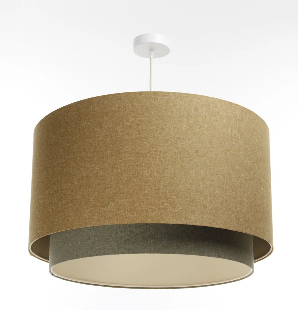 Suspension luminaire moutarde, olive et écru, tailles S, M, L