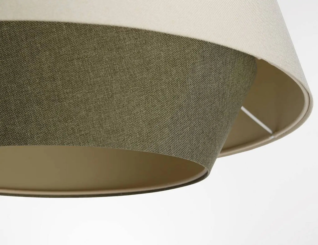 Suspension conique en tissu crème et vert olive