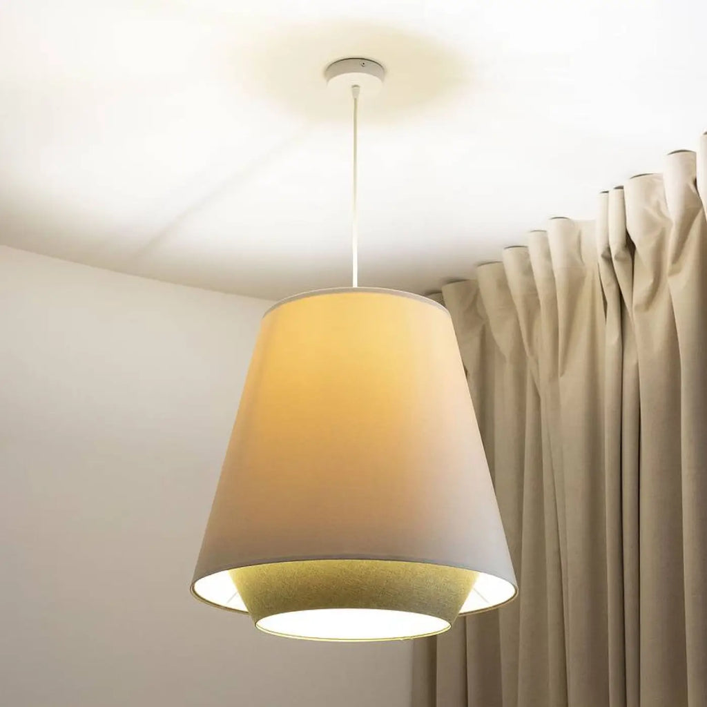 Suspension conique en tissu crème et vert olive