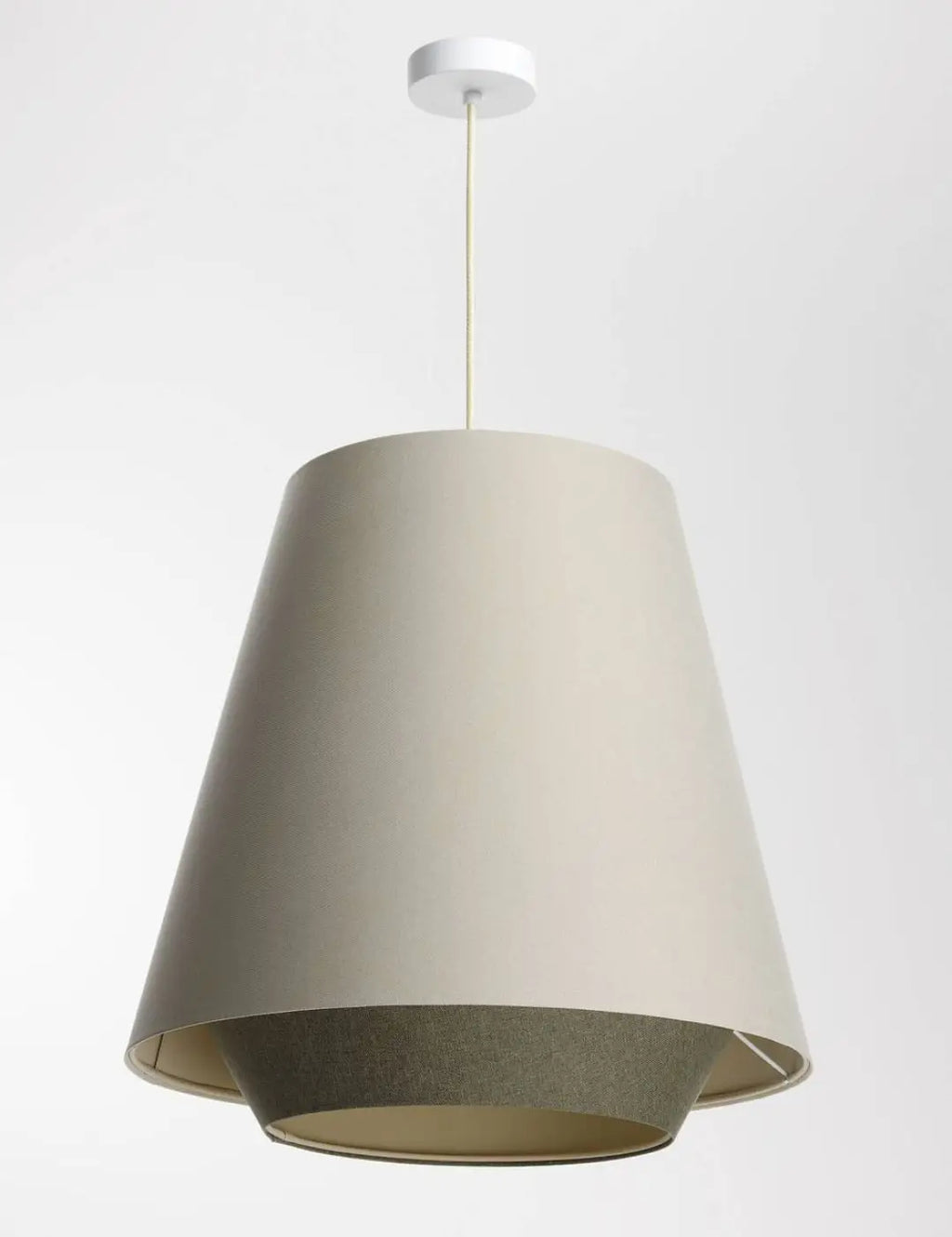 Suspension conique en tissu crème et vert olive