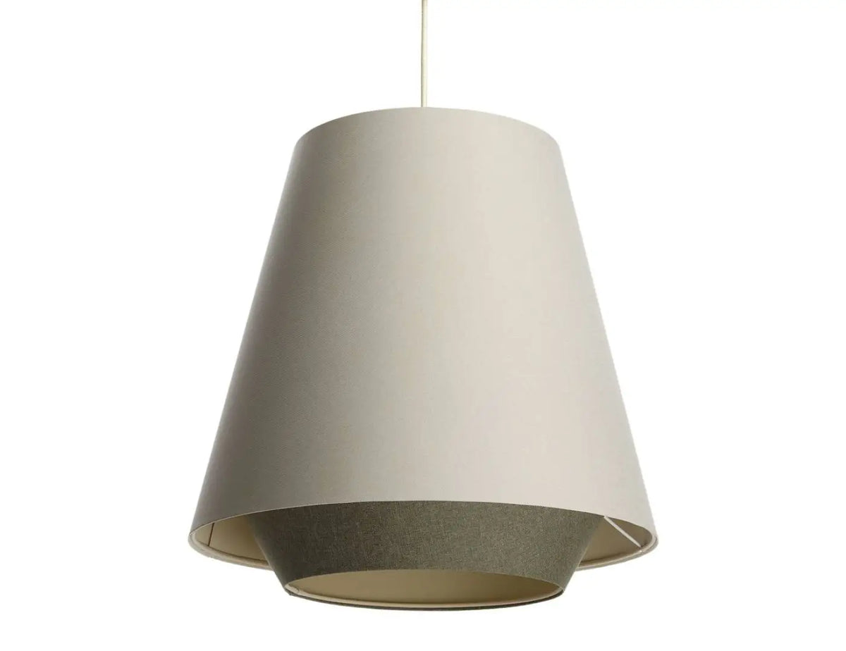 Suspension conique en tissu crème et vert olive