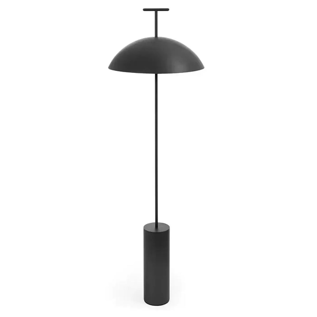 Lampadaire à large abat-jour dôme, rouge ou noir, noir