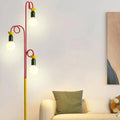 Lampadaire coloré à trois boules lumineuses, métal et verre