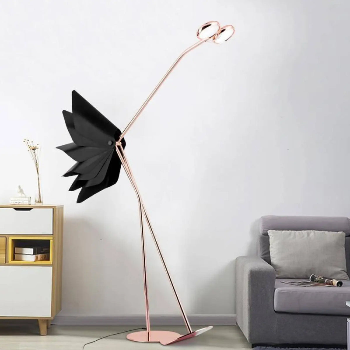 Lampadaire autruche, sculpture lumineuse