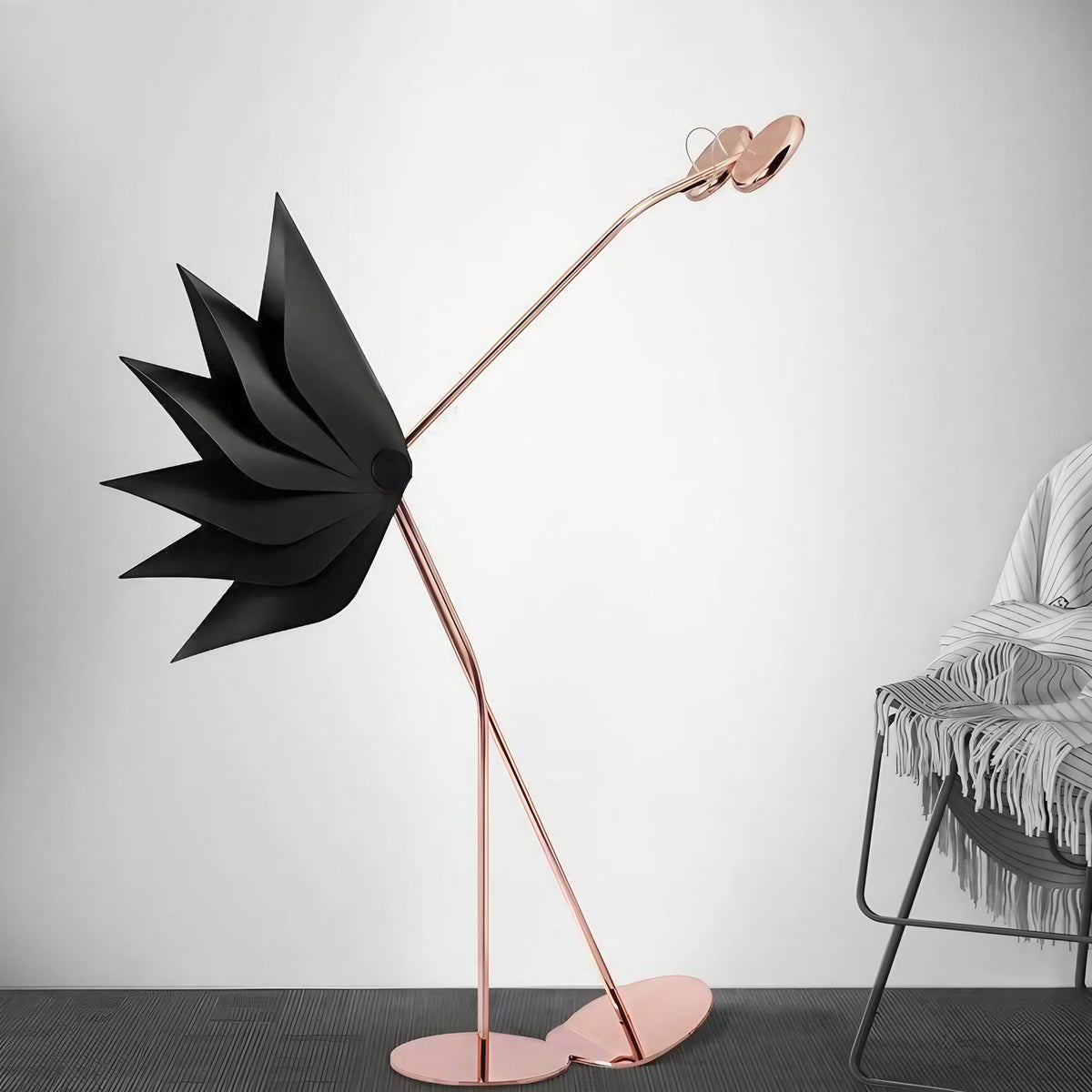 Lampadaire autruche, sculpture lumineuse