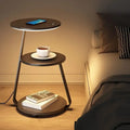 Lampadaire avec table d'appoint, lignes minimalistes, marron, marron