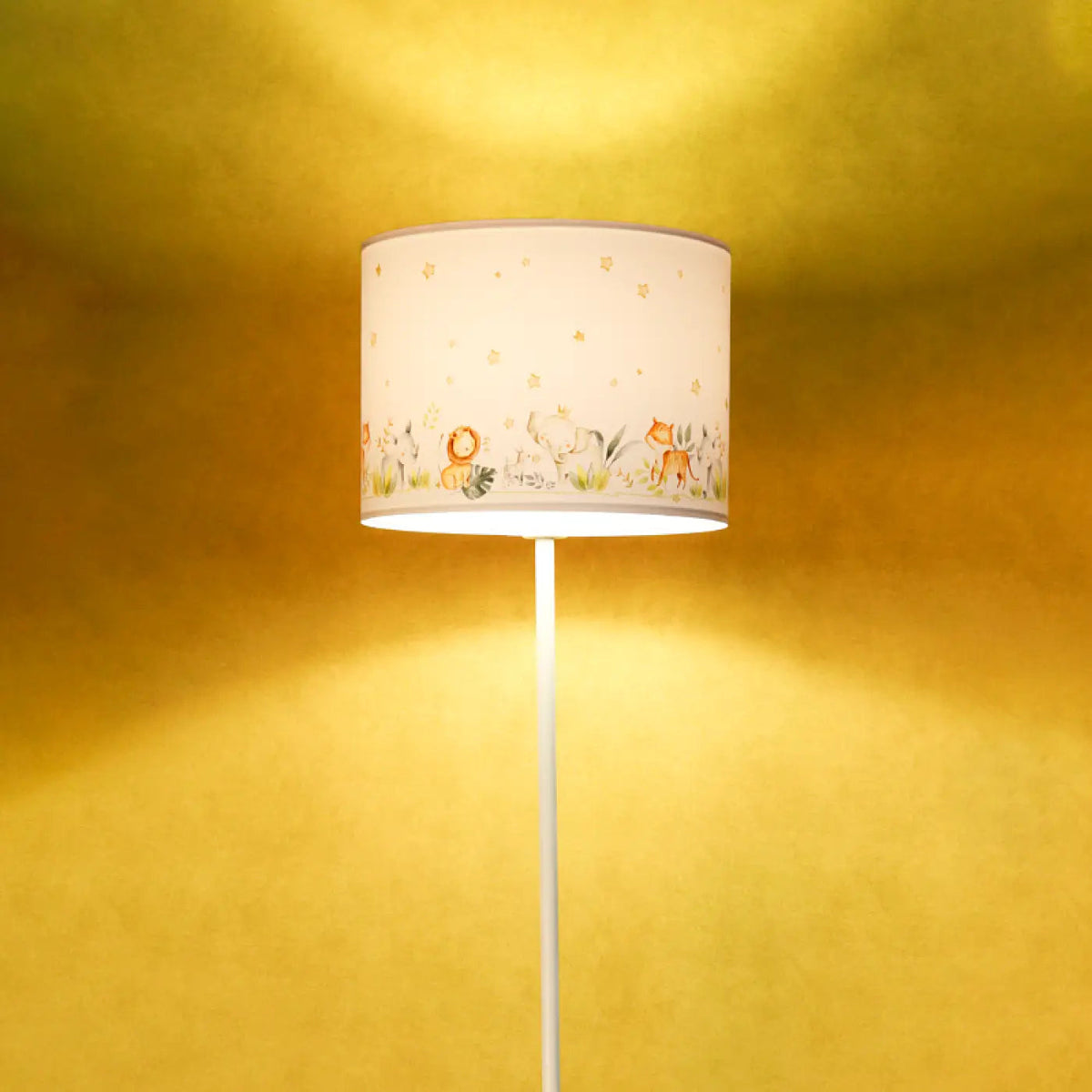 Lampadaire enfant blanc à animaux de la savane, 150 cm