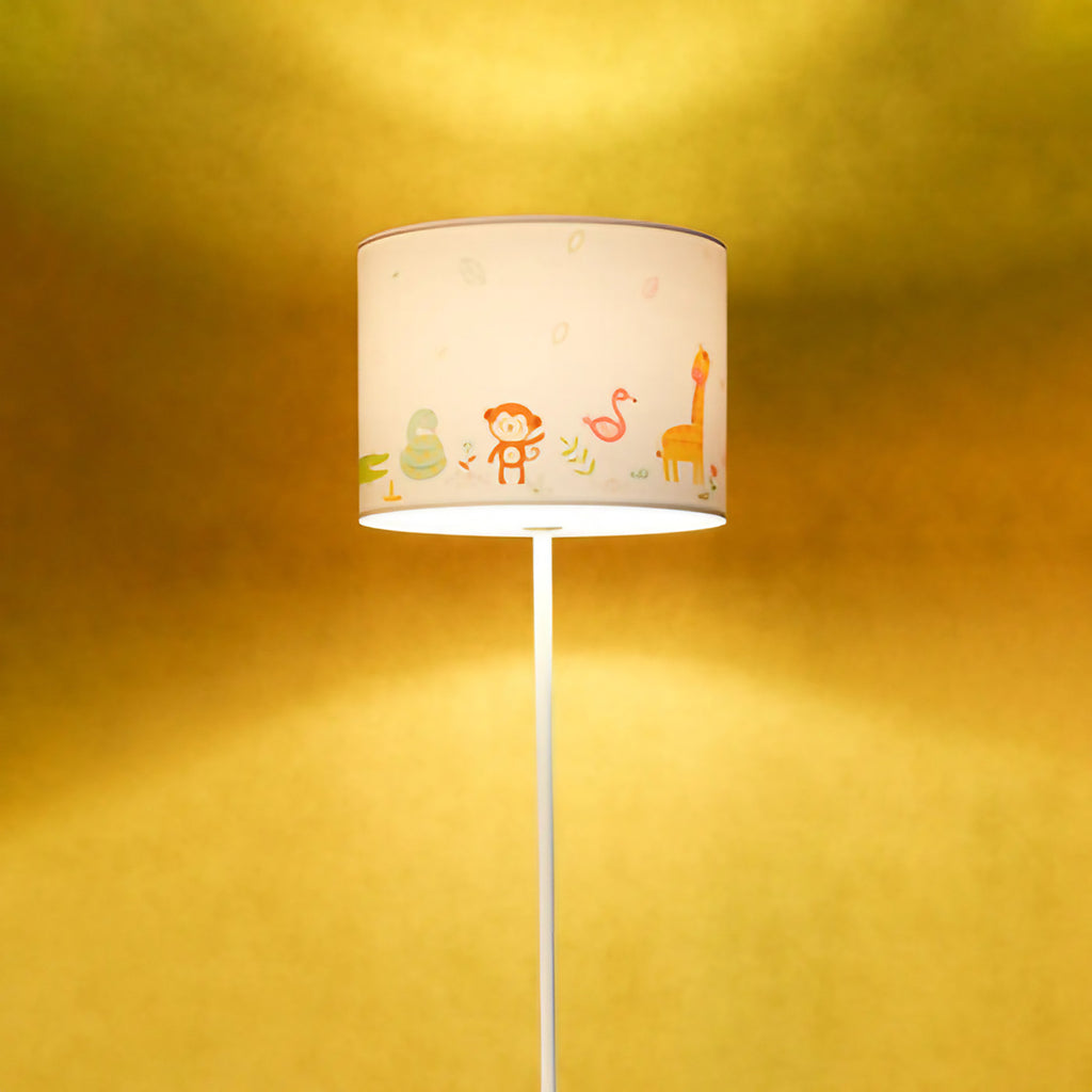 Lampadaire enfant blanc à animaux de la jungle, 150 cm