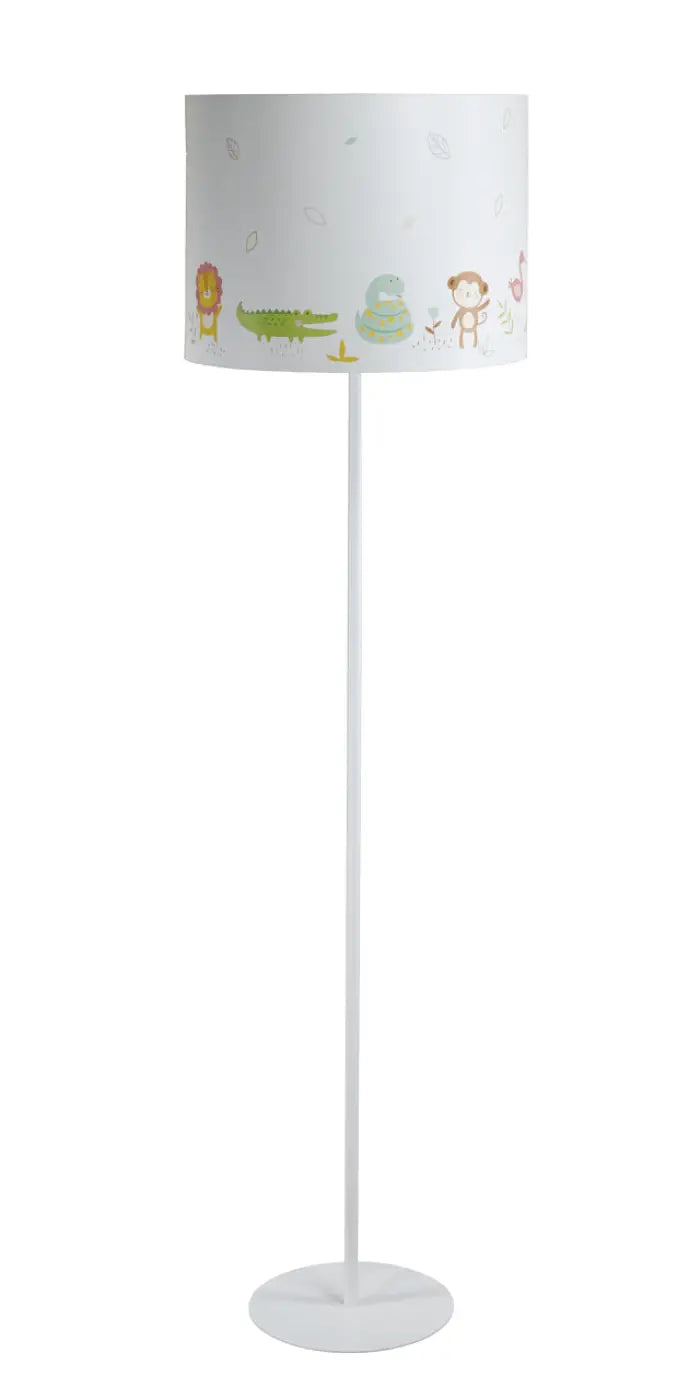 Lampadaire enfant blanc à animaux de la jungle, 150 cm