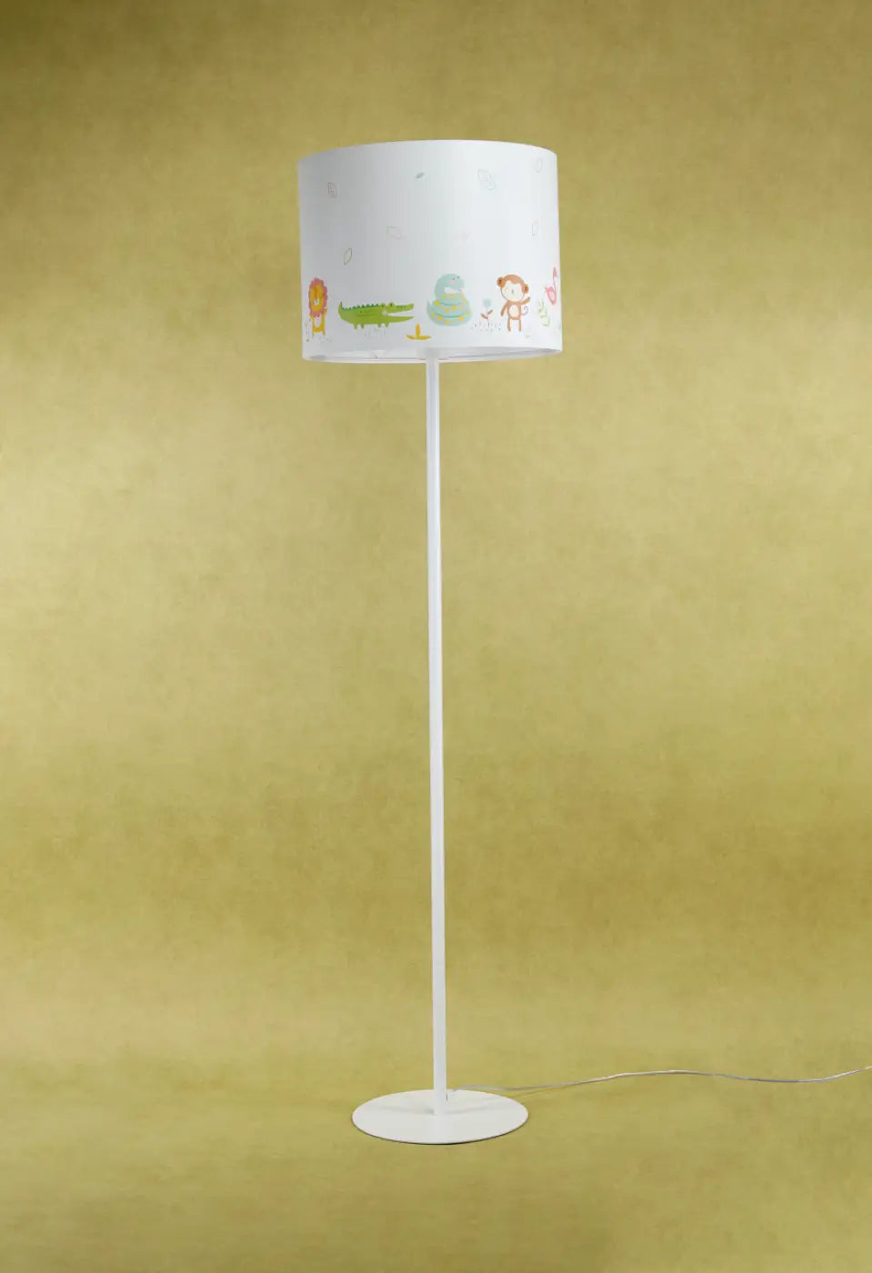 Lampadaire enfant blanc à animaux de la jungle, 150 cm