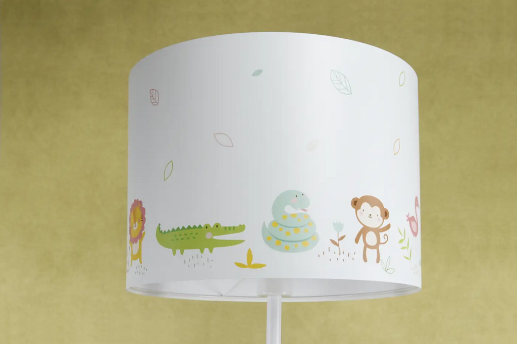Lampadaire enfant blanc à animaux de la jungle, 150 cm