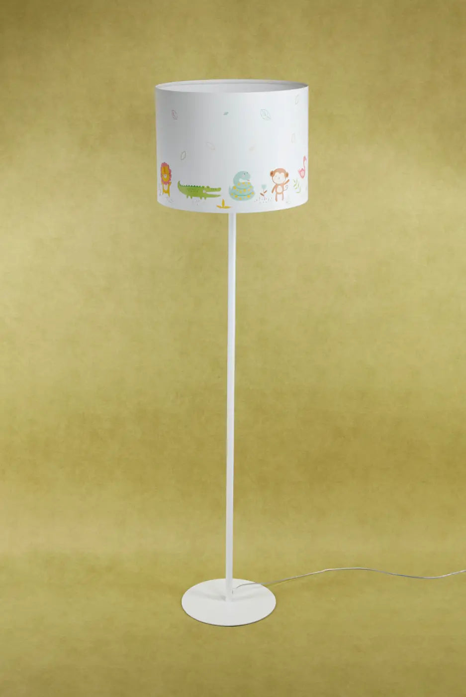 Lampadaire enfant blanc à animaux de la jungle, 150 cm