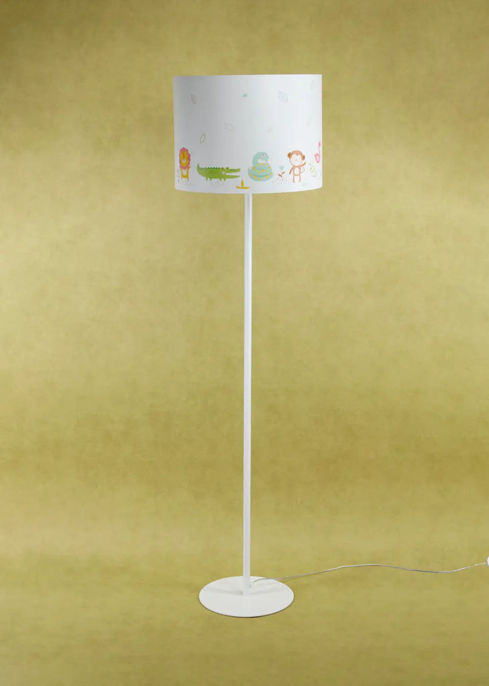 Lampadaire enfant blanc à animaux de la jungle, 150 cm