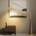 Lampadaire arqué à pied en bois, style scandinave, trois coloris, marron