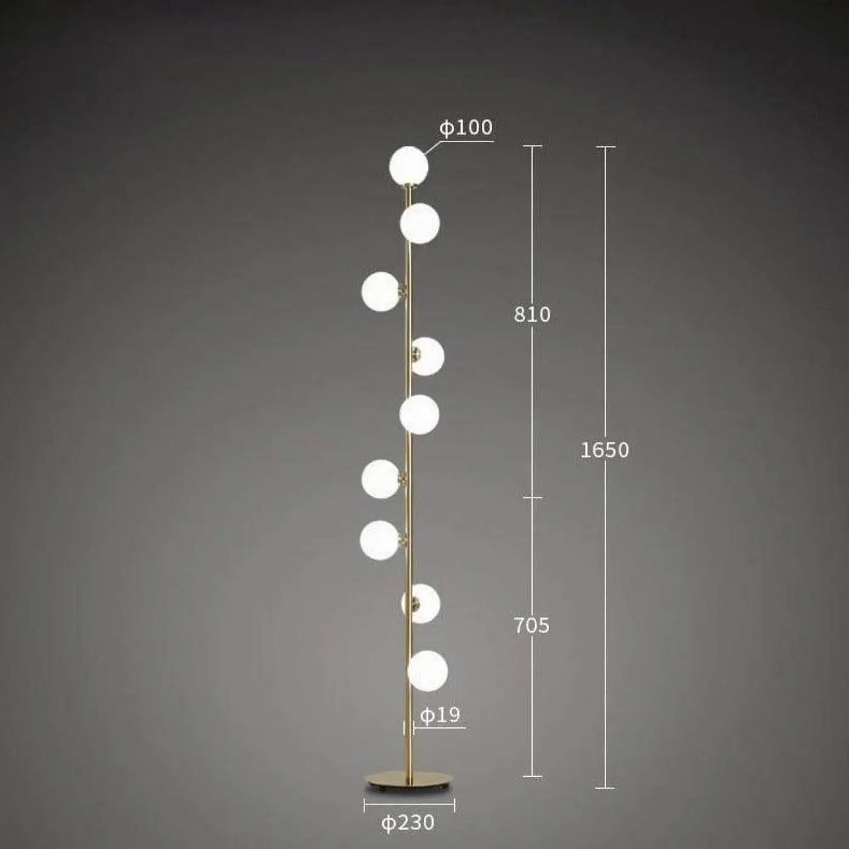 Lampadaire boule blanche sur pied élancé
