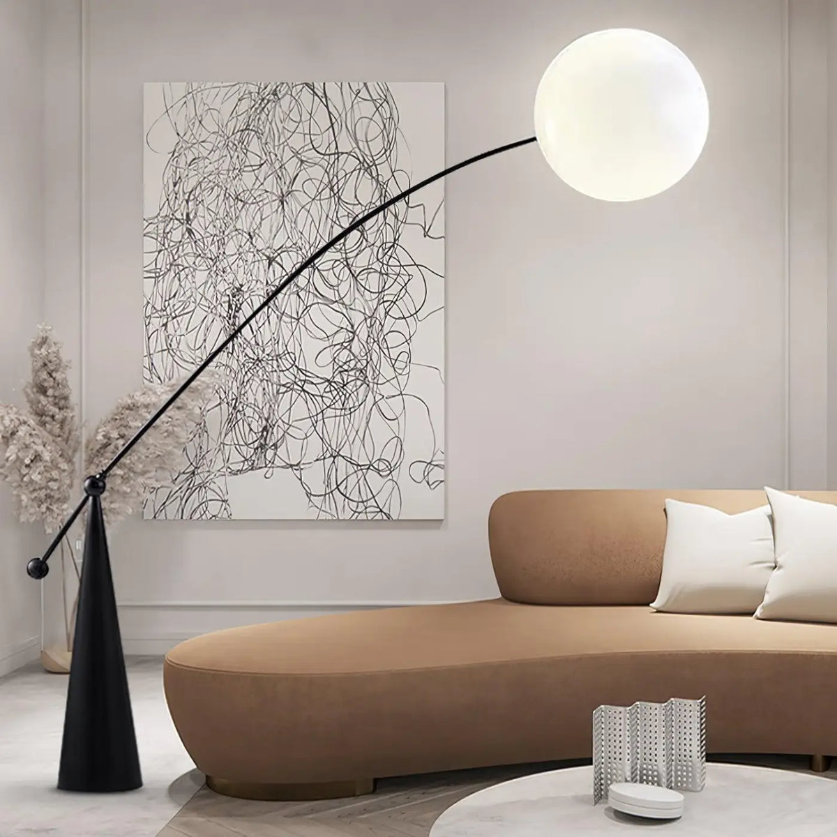 Lampadaire boule en verre pour salon ou chambre
