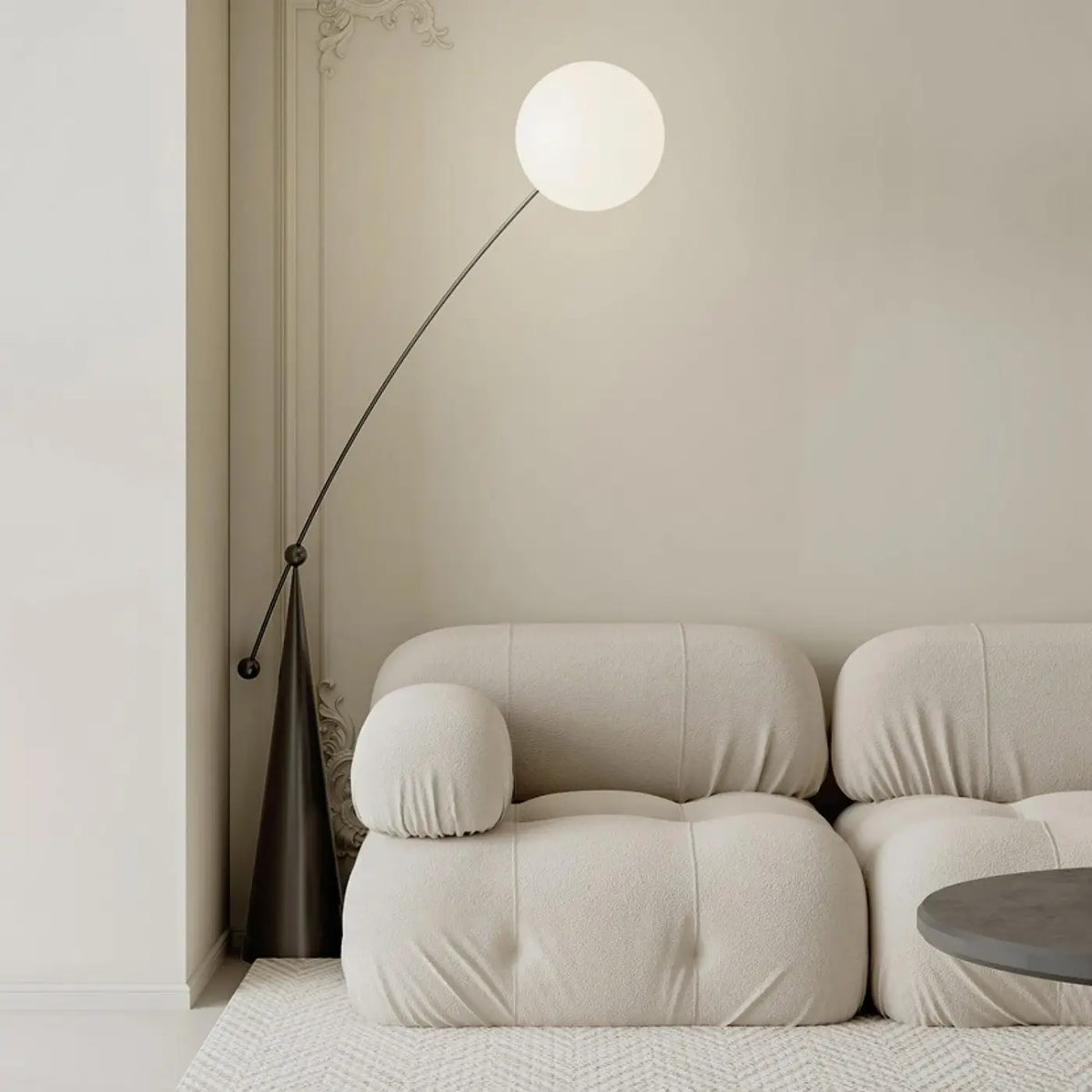 Lampadaire boule en verre pour salon ou chambre