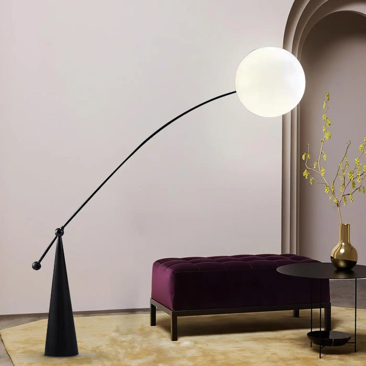 Lampadaire boule en verre pour salon ou chambre