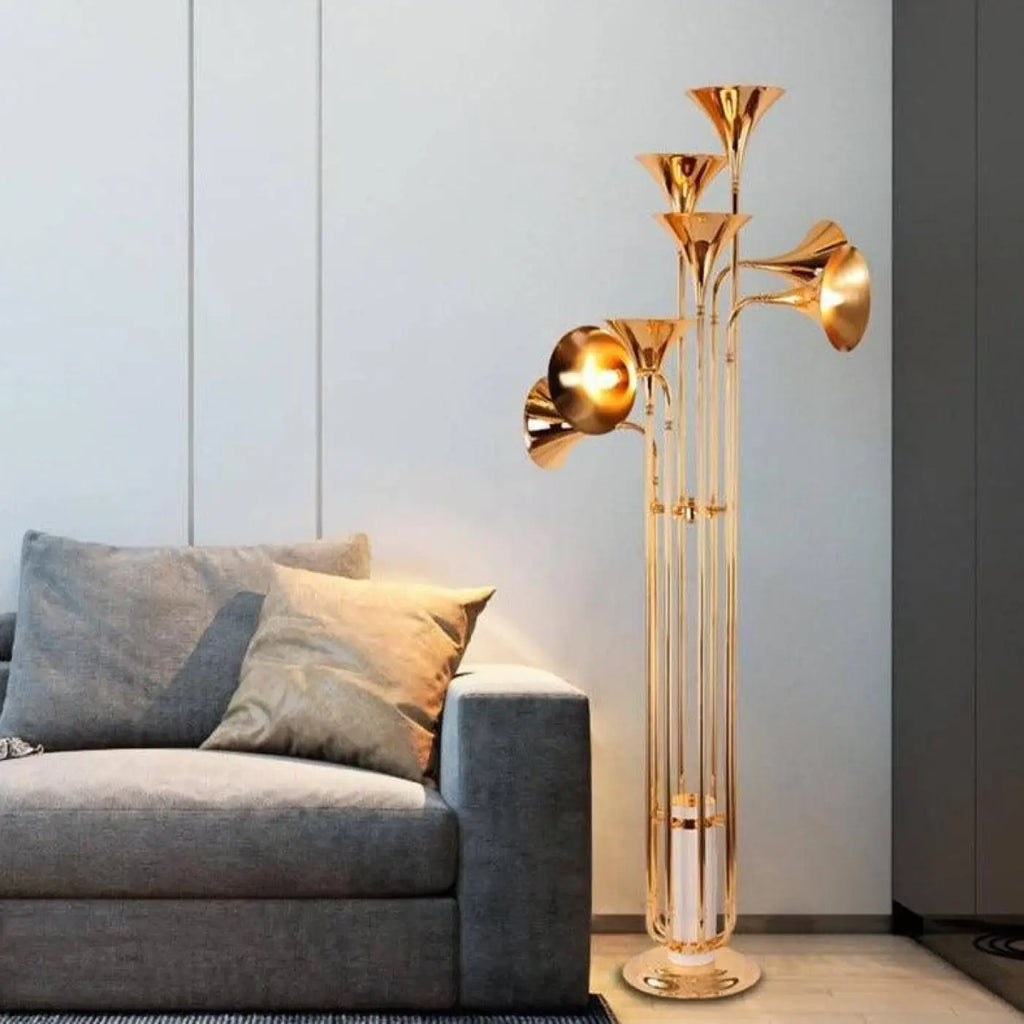 Lampadaire bronze doré au style vintage