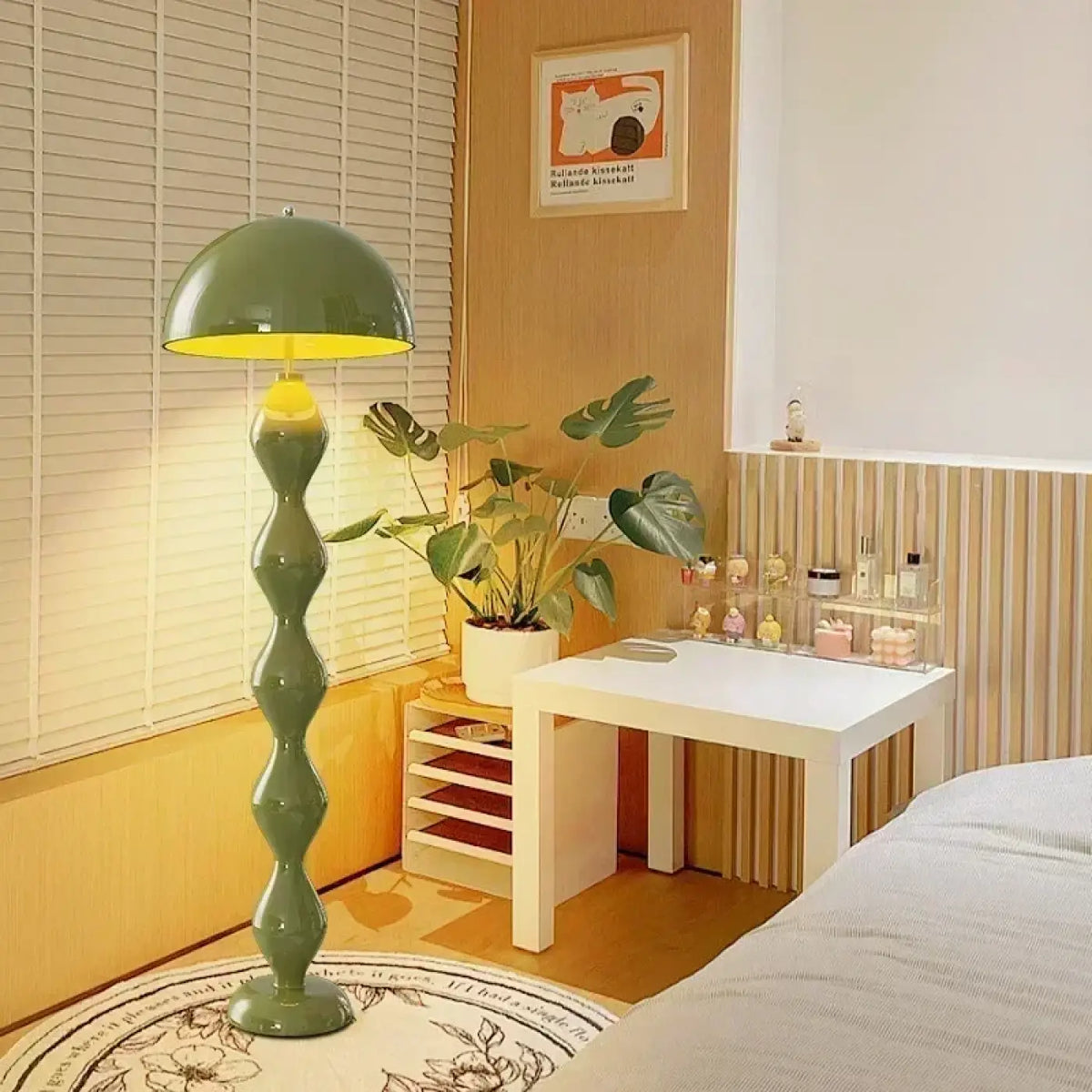 Lampadaire ondulé contemporain, bleu, vert, rouge ou blanc, vert