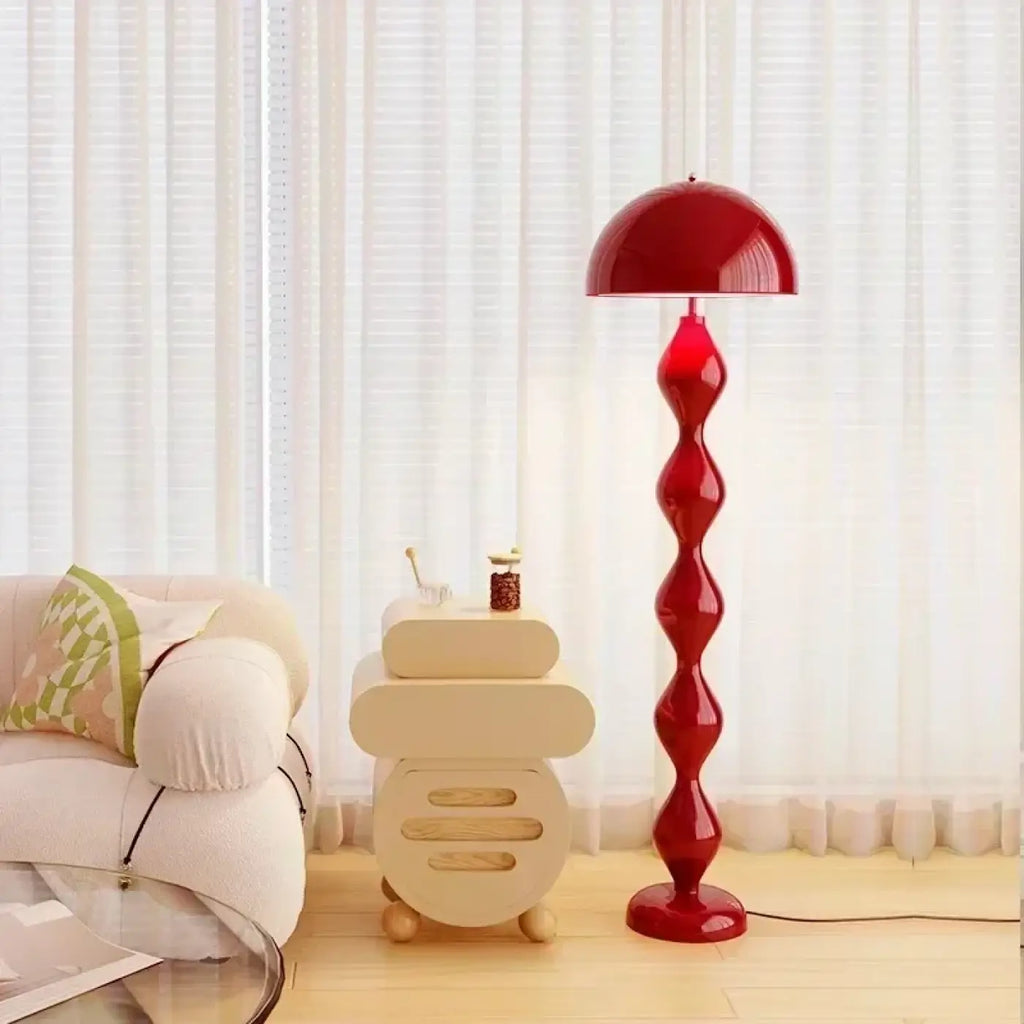 Lampadaire ondulé contemporain, bleu, vert, rouge ou blanc