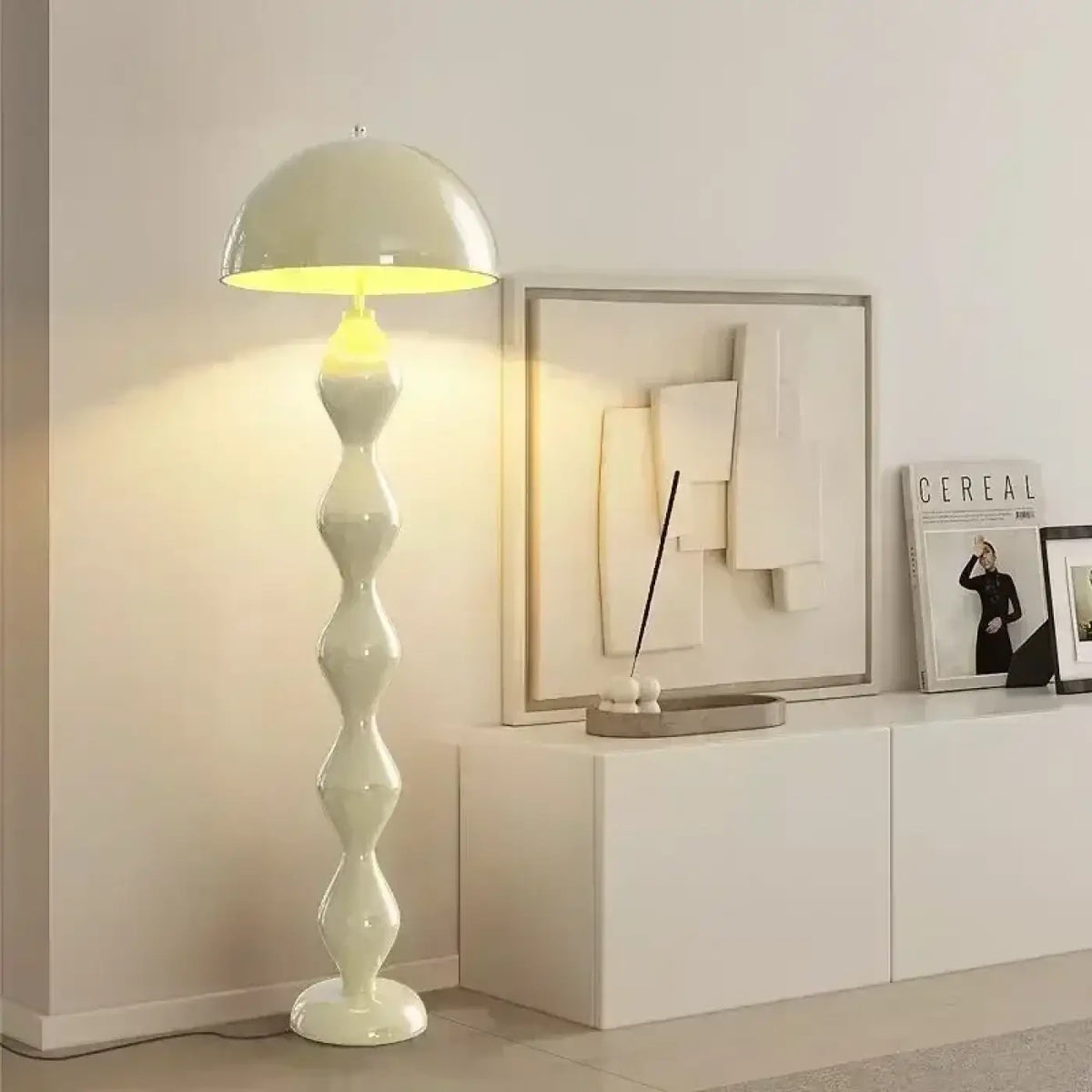 Lampadaire ondulé contemporain, bleu, vert, rouge ou blanc, blanc